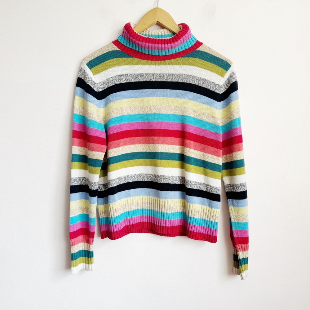 Liz Claiborne Multicolour Stripes Knit Turtleneck